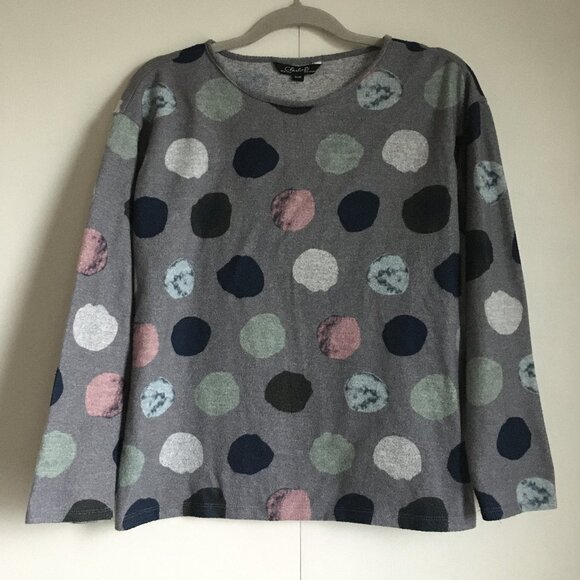 CHARLIE B Soft Fleecey Polka Dot Crewneck Sweater - Picture 1 of 14